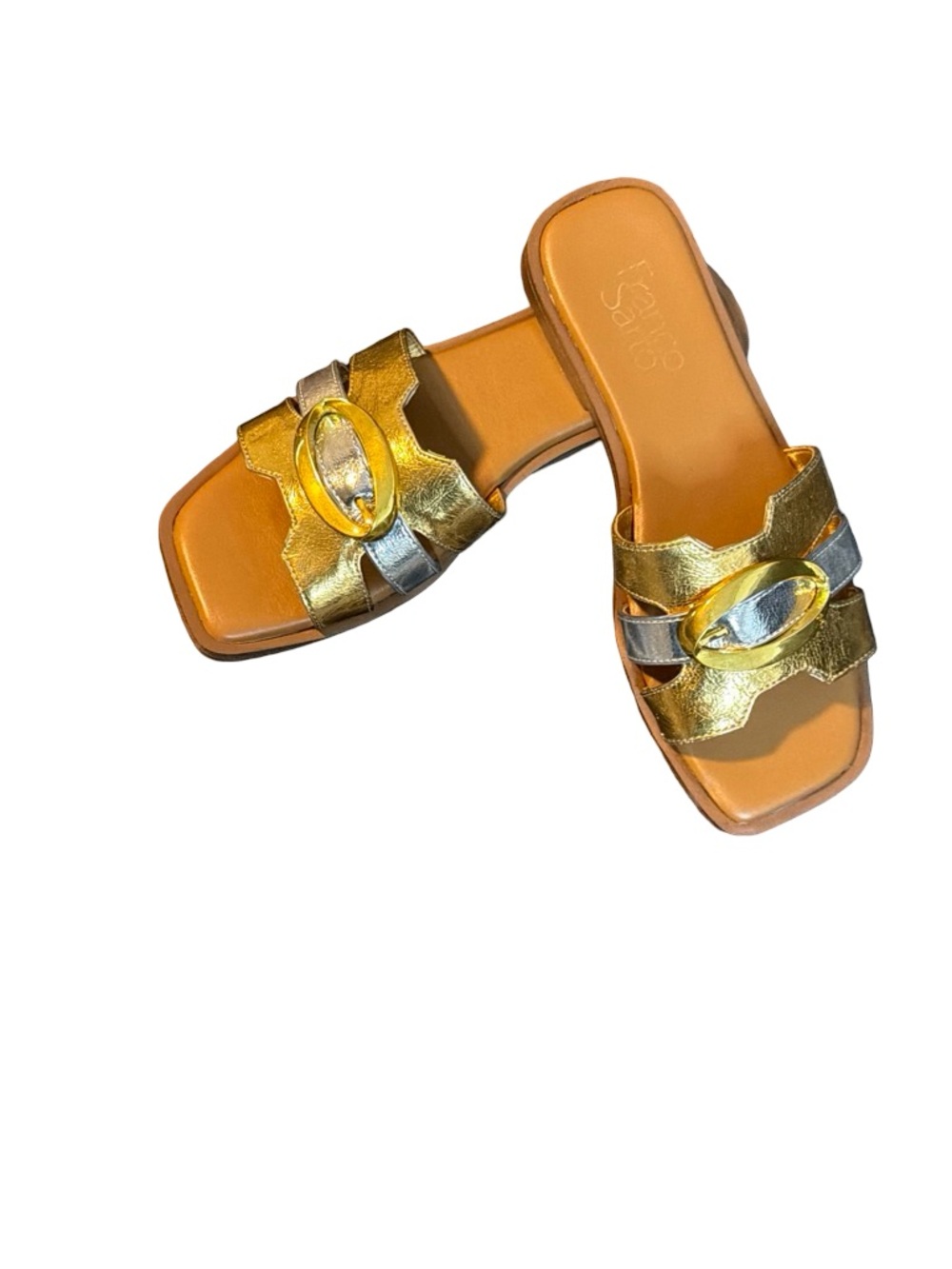 Franco Sarto Metallic Gold and Silver Slide Sandals size 6M
